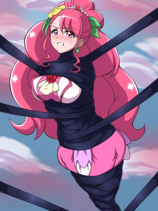 ぐるぐる巻きにされ身動きを封じられたキュアグレース 