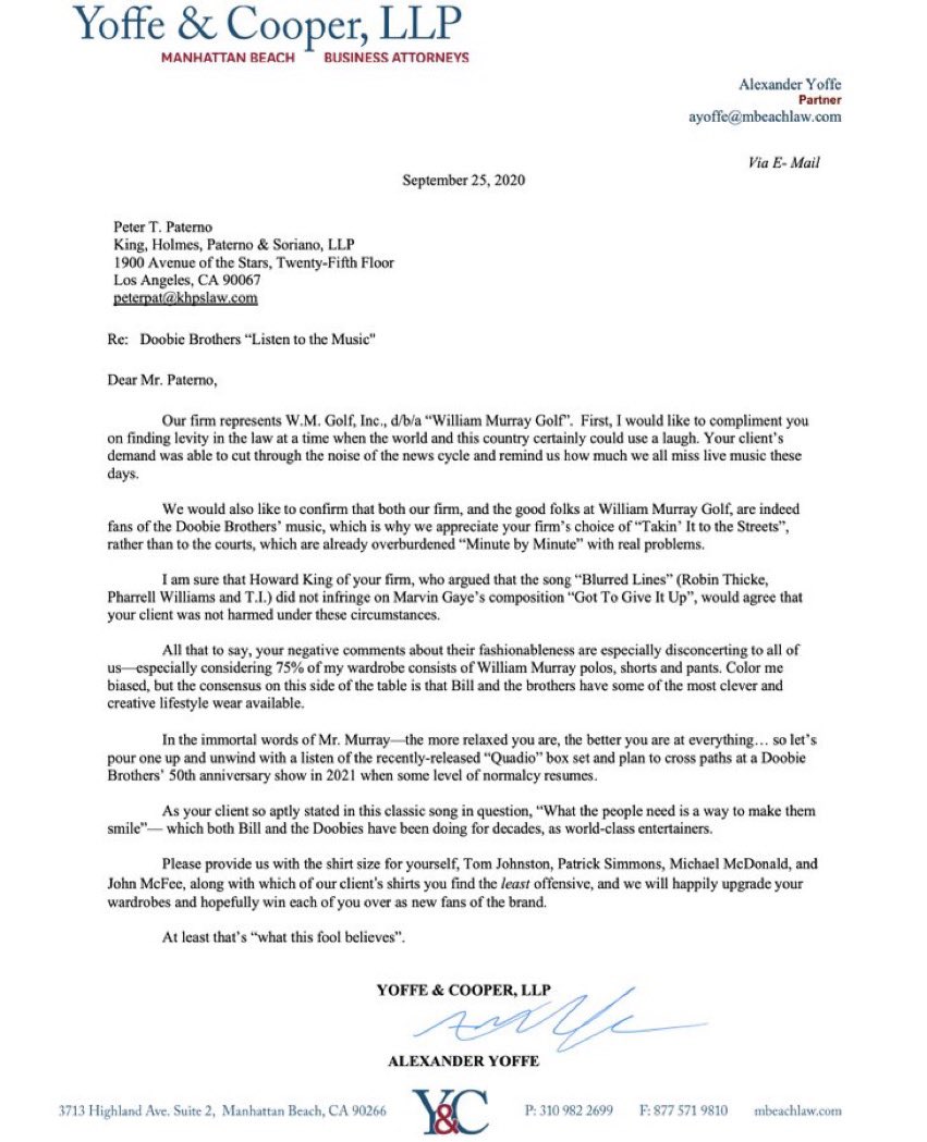 StigAbell's tweet photo. The response from Bill Murray’s lawyers isn’t bad either. https://t.co/gVejY94pPF