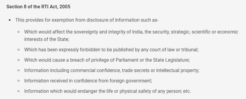 Here I am attaching what Section 2(h) includes in definition of Public Authority and what are the valid reasons for exemption from RTI act under Section 8. Recently, The SC has ruled that the office of the Chief Justice of India is a public authority under the RTI Act, 2005