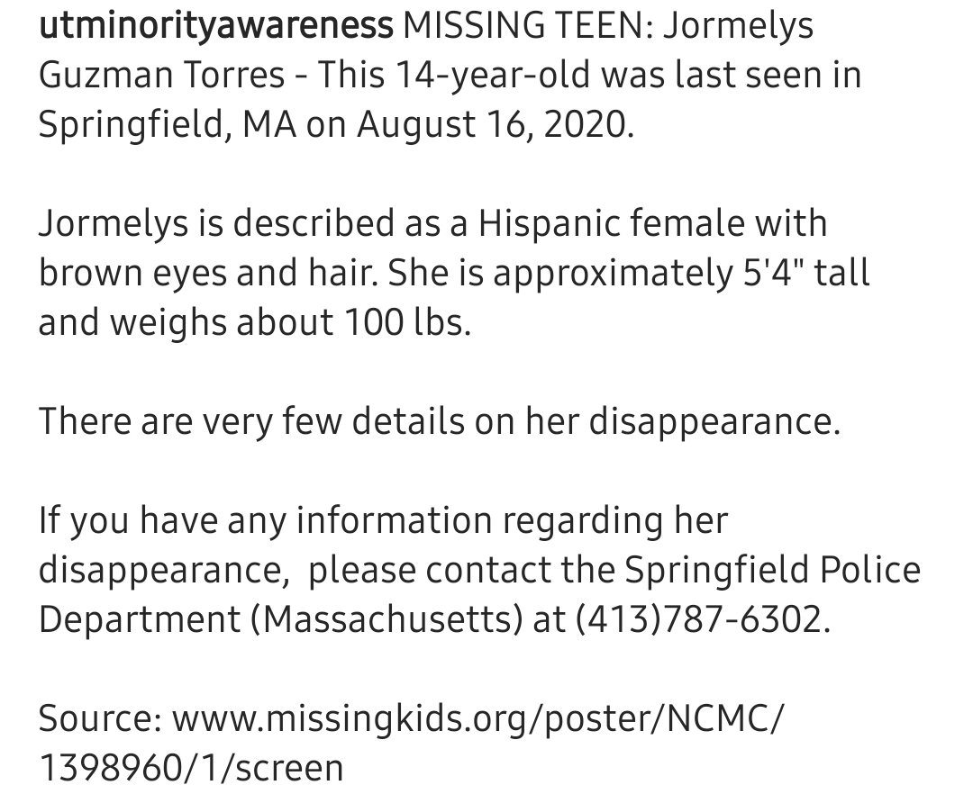 PLEASE SHARE! Help us find Jormelys Guzman Torres who's been missing since August 16, 2020 from Springfield, MA 🔍#missingandexploitedchildren #missingkids #massachusetts #springfieldma #speakup #knowledgeispower #teen #latinosunidos #disappearance