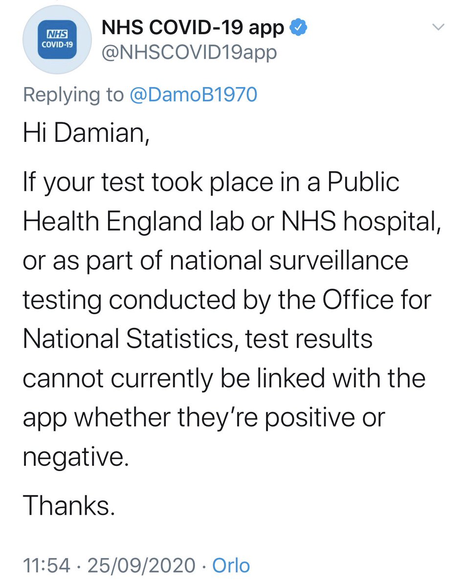 Dr Rachel Clarke (@doctor_oxford) on Twitter photo Just to highlight the sheer insanity of this:
The govt’s “NHS” Covid app only wants to know about Serco/private testing.
If you had a test in an NHS or PHE lab, you literally cannot enter the result on the app.
<a href="/MattHancock/">Matt Hancock</a> how can you possibly justify this? Just to highlight the sheer insanity of this:
The govt’s “NHS” Covid app only wants to know about Serco/private testing.
If you had a test in an NHS or PHE lab, you literally cannot enter the result on the app.
<a href="/MattHancock/">Matt Hancock</a> how can you possibly justify this?