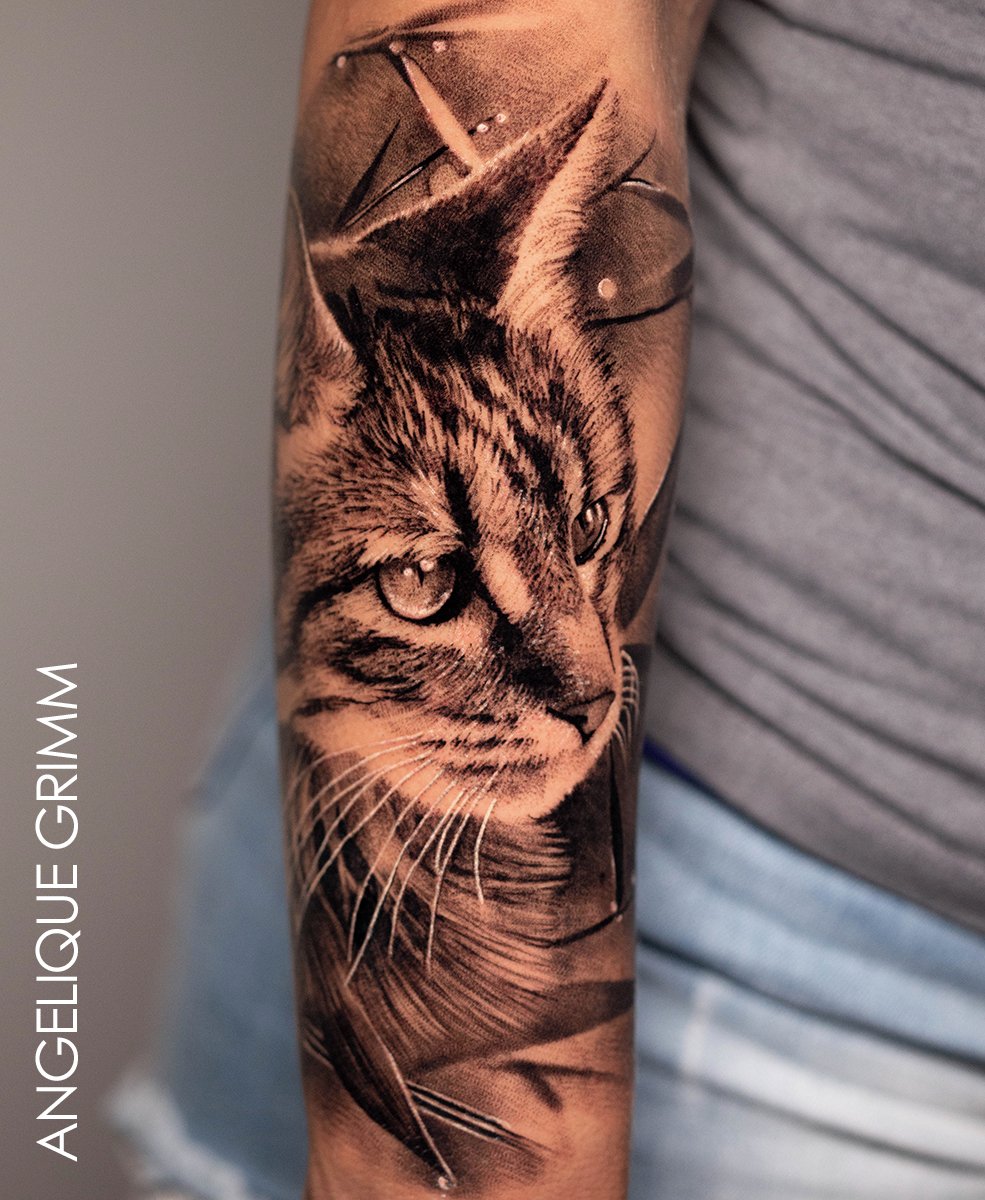 Traditional Cat Portrait by Adam Lauricella  Tattoos