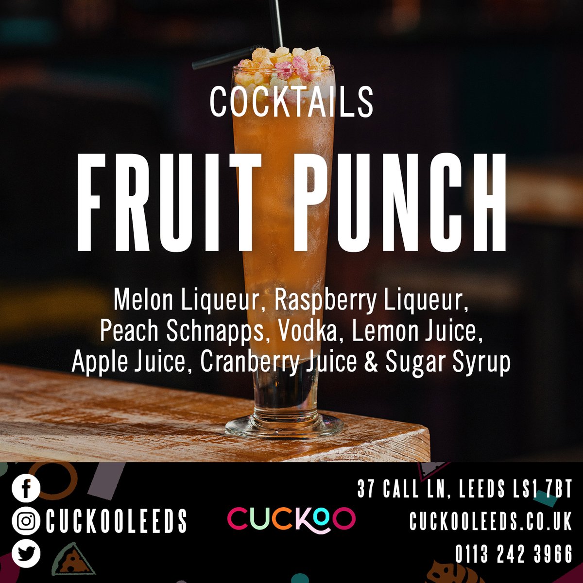 Get the most out of your weekend by paying us a visit and copping one of our curious cocktails 🥰

You can grab one of our Cuckoo classic cocktails or one of our Showstoppers for only £8.50 🤩

#Cuckoo #Leeds #CallLane #drinks #party #music #bar #privatehire #birthday #cocktails
