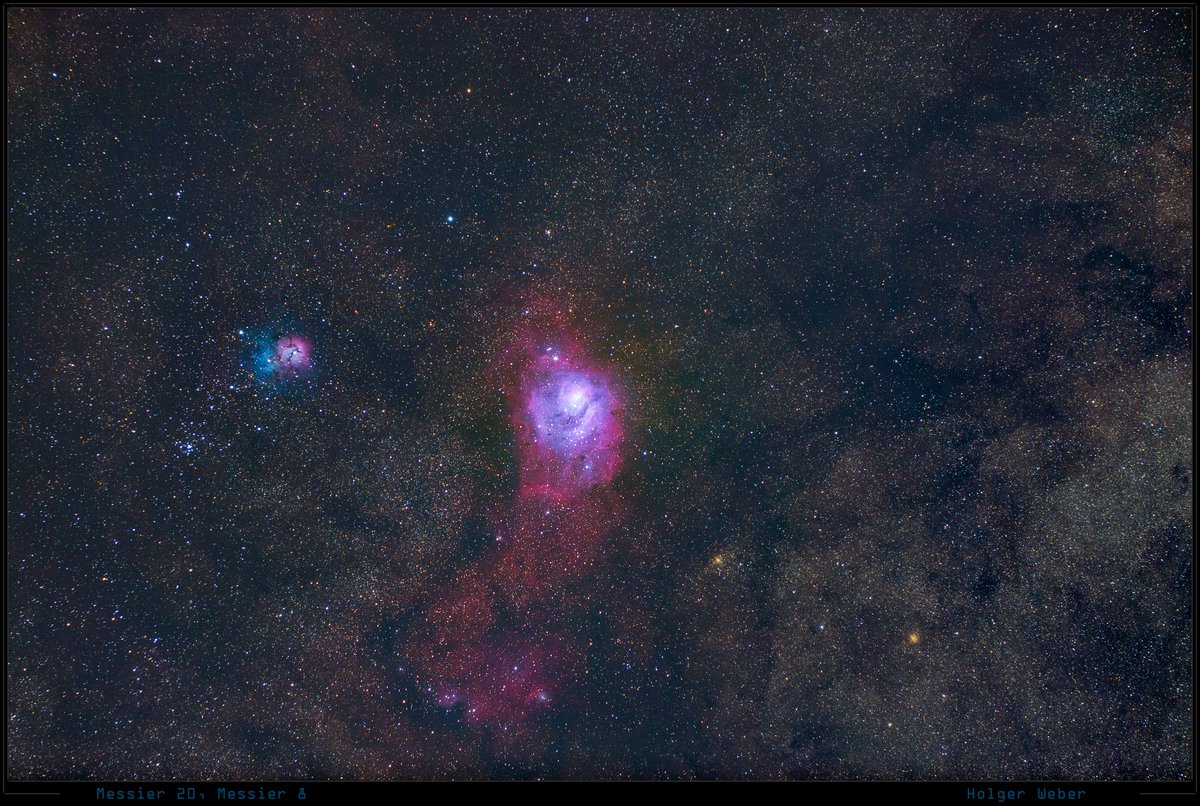xipteras's tweet photo. LAGOON AND TRIFID ⭐️ RELOADED!!!
Experience one of the most beautiful regions of the sky! #Messier8 #Messier20 #Nebula #Stars #Sagittarius #Star #astrophotography by Holger Weber https://t.co/uzeiaPi66D