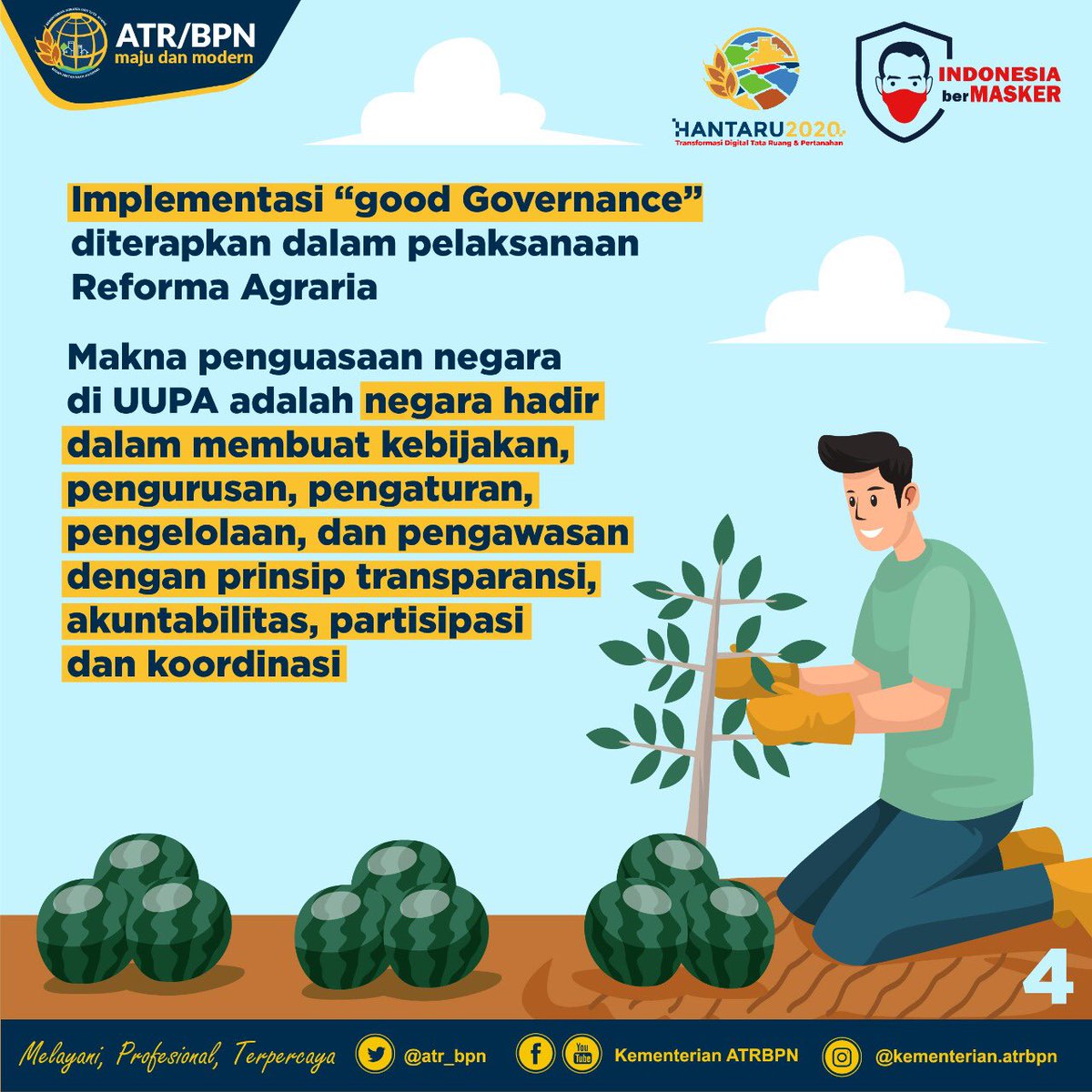 Halo #SobATRBPN, kalau kita bicara tentang agraria, itu menyangkut soal hidup dan penghidupan manusia. UUPA thn 1960 memberikan pedoman khusus melalui Reforma Agraria dalam mengatasi  ketimpangan penguasaan dan pemilikan tanah.