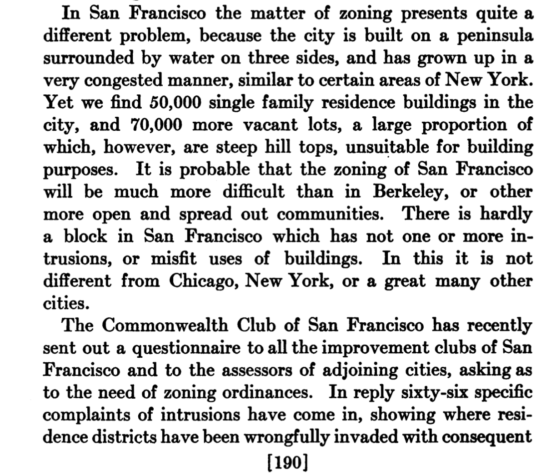 Turning to  @sfgov , we see many problems: "steep hill tops...intrusions...misfit uses of building". Turning to  @cwclub we find that wealthy residence areas face 66 "intrusions" "wrongfully invaded"