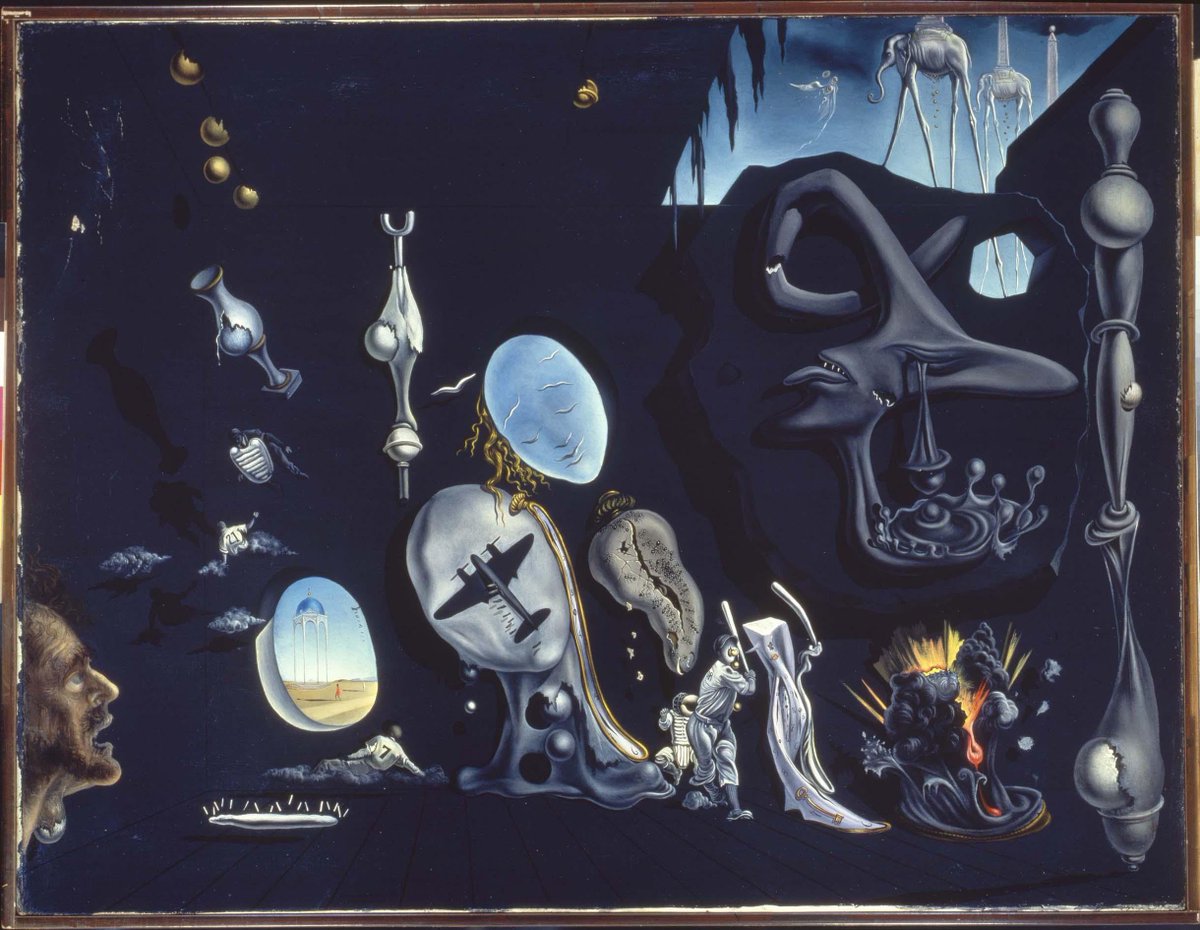 Peinture  #nucléaire du jour :Idylle atomique et uranique mélancolique, Salvador  #Dali, 1945.Technique : Huile sur toileDimensions : 66.5 x 86.5 cmUne courte tentative d’analyse…