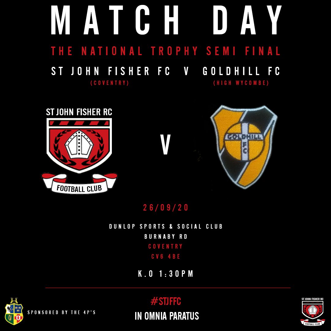 STJFFC's tweet photo. MATCH DAY....

For a place in the final of the National Trophy...

#STJFFC V @goldhillfc 

Let’s go 💪🏻🔴⚫️

#UTF
#monthefishers https://t.co/PjuaZLEo2a