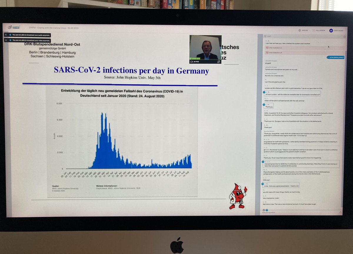 EWPM web seminar is taking place this moment! Prof. Torsten Tonn is telling us everything about covalescent plasma for COVID-19.