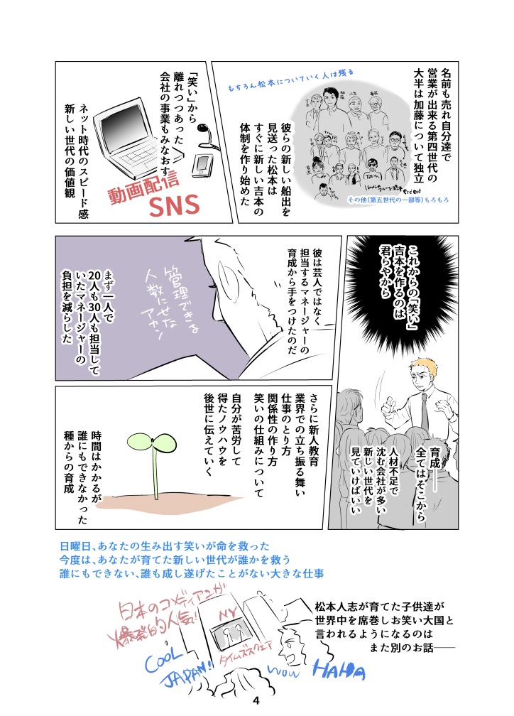 宮迫の乱から吉本の危機の時期に描いた
Downtown松本人志のマンガ

#ダウンタウン #お笑いの日 #漫画が読めるハッシュタグ #漫画 
