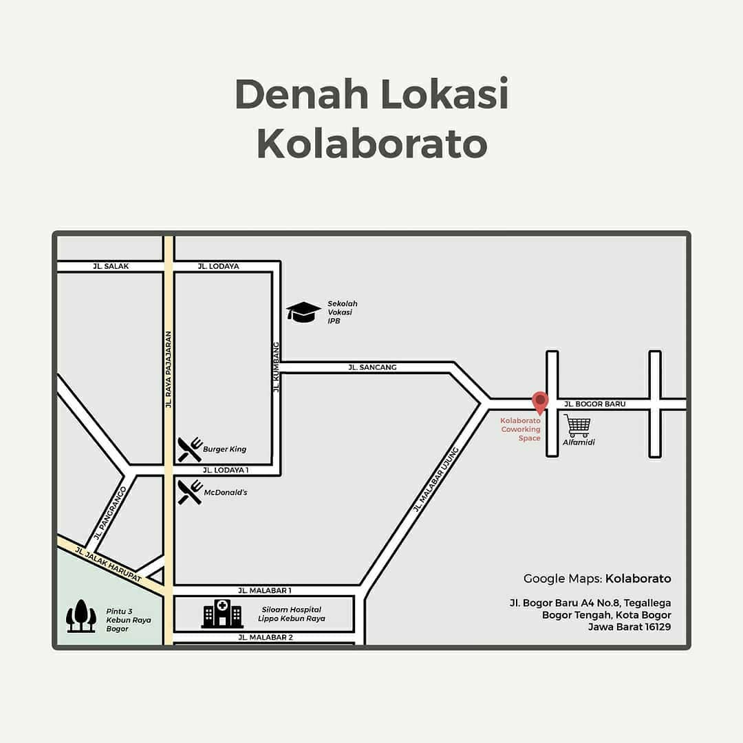 Hello #Koworkers!
Mulai hari produktif di #Kolaborato.
Buka setiap hari Senin-Minggu mulai pukul 09:00-18.00 selama masa PSBMK.

Buat yang masih bingung dimana lokasinya, yuk swipe ke kiri!

KOLABORATO
Jl. Bogor Baru Blok A4 No.8, Bogor Tengah, Kota Bogor
#infobogor #welovebogor