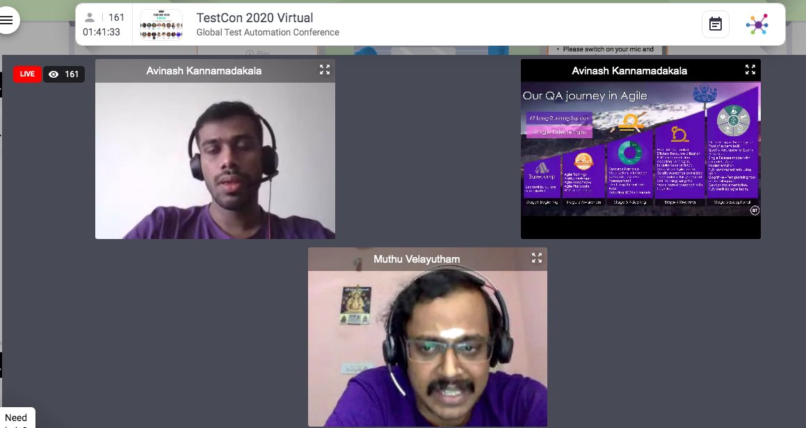 ClaventEvents's tweet photo. Avinash and Muthu highlighting the QA Journey in #Agile
1. #Automation
2. Artificial Intelligence
3. Agile
#Testcon2020 #testing https://t.co/Ty2DVYHcqI