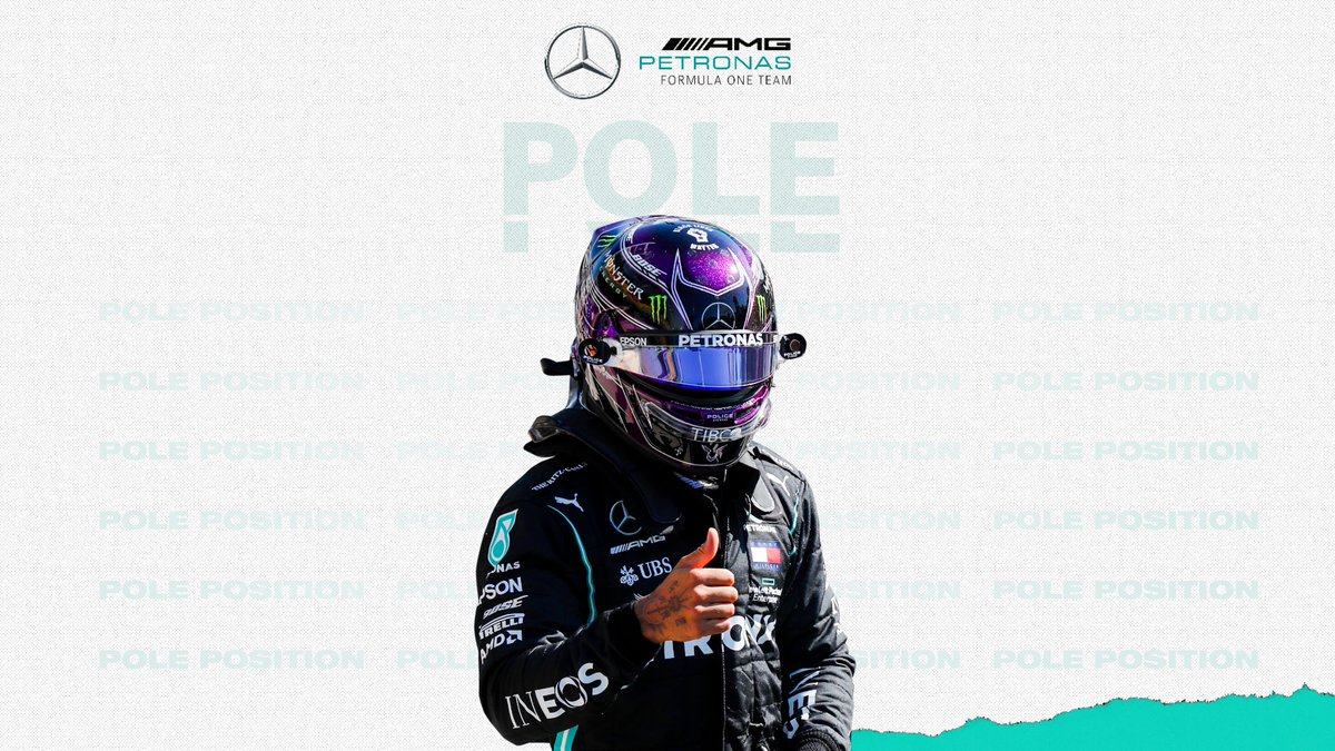 MercedesAMGF1's tweet photo. THAT. WAS. TENSE! A new track record and it’s POLE for @LewisHamilton at the #RussianGP!! YES! 🙌 https://t.co/HDRJfI8RGR