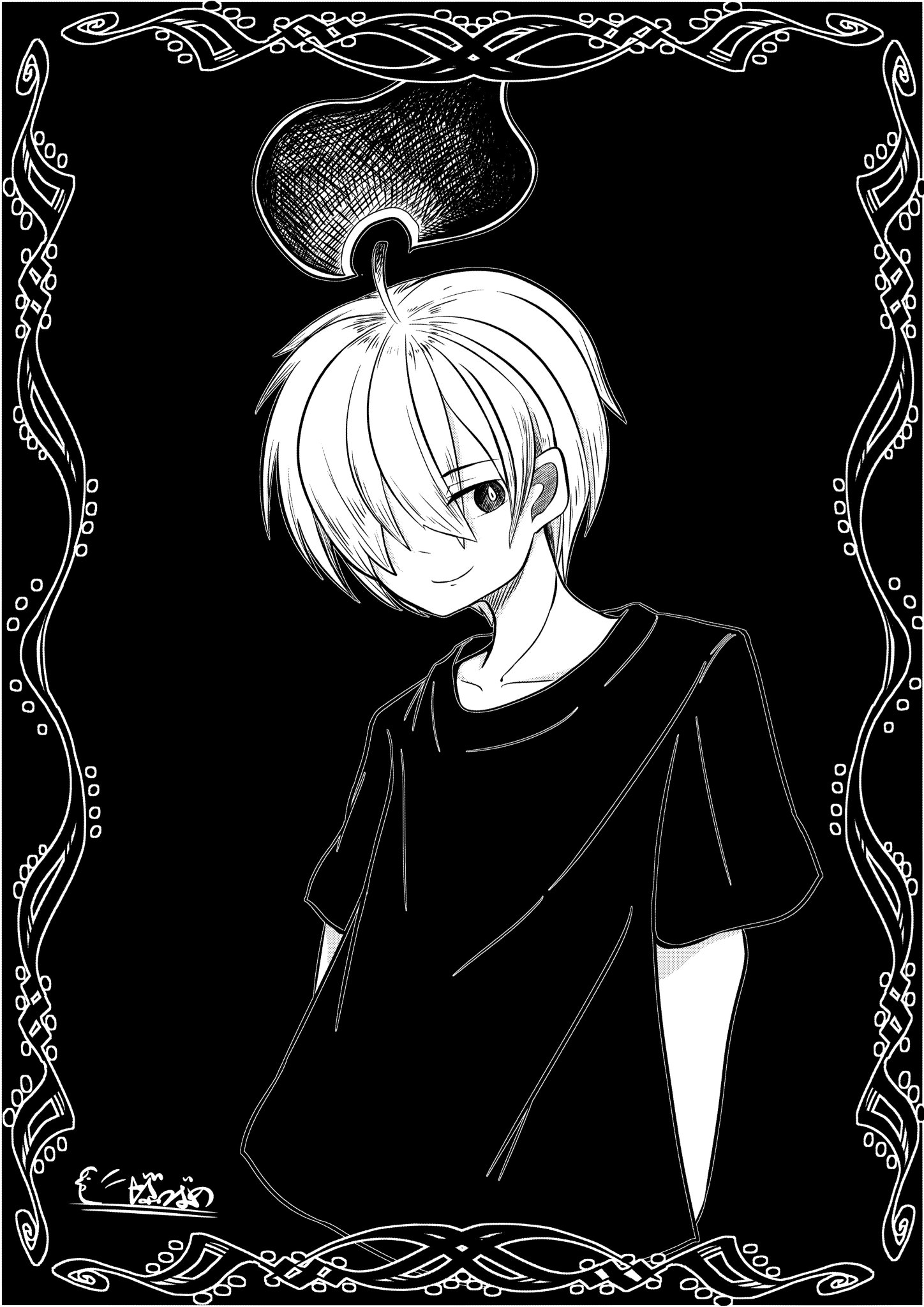 やぶつばめ モノクロイラスト 片目ケルツェくん かわいい男の子っていいよね イラスト 創作 モノクロ やぶつばめ モノクロイラスト 片目ケルツェくん かわいい男の子っていいよね イラスト 創作 モノクロ