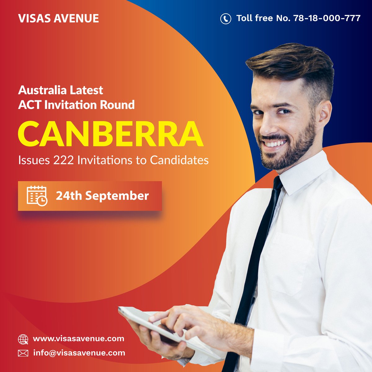 visasavenue's tweet photo. The latest Canberra Matrix- Invitation round took place on 24th September invite 222 candidates to apply for State nomination.
Read Here: https://t.co/wtHgPahxYh
#australiaimmigration #actdrawaustralia #statenomination #skillednominationvisa #canberramatrix #invitationround https://t.co/KbXhLwWzgL