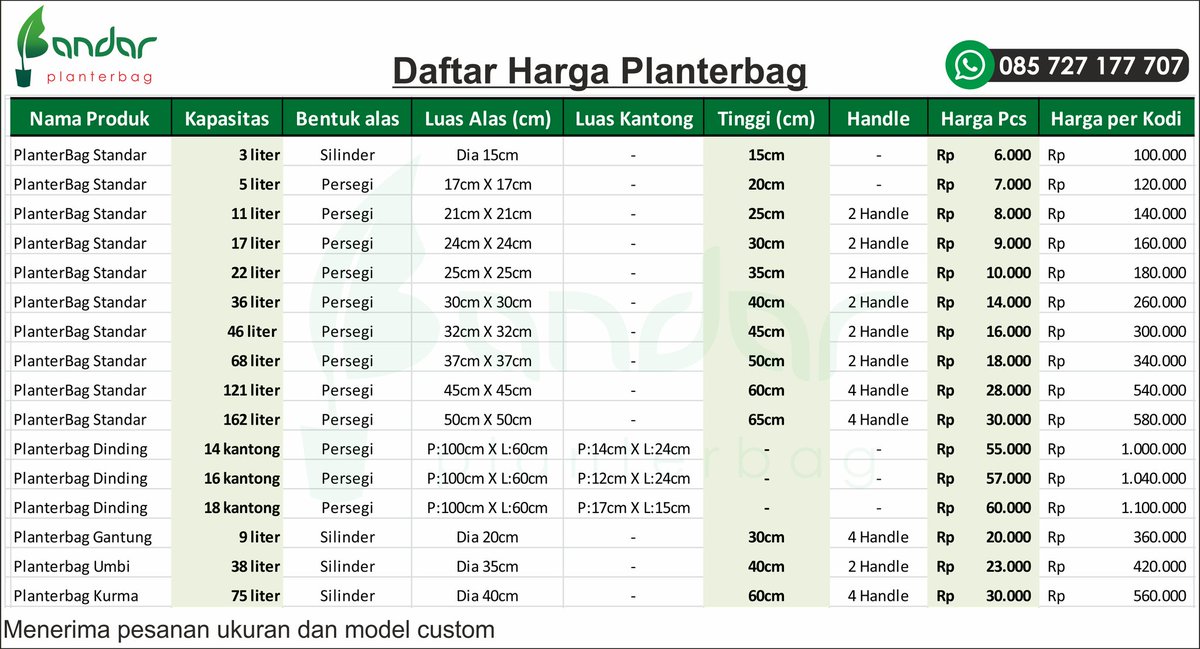 Menjual wallplanter bag dan planterbag.
Bisa custom ukuran dan bentuk. Ecer ataupun grosir juga bisa. Barang dikirim dari purwokerto.
Wa 085727177707
#planterbag #wallplant