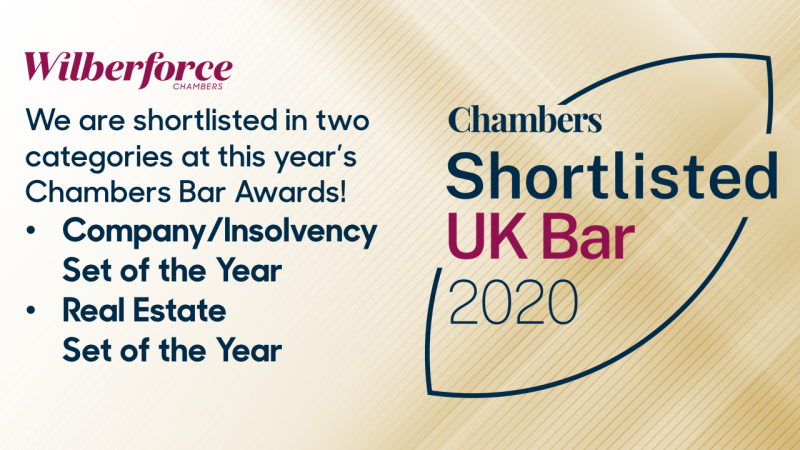 We are delighted that Wilberforce Chambers has been shortlisted for two awards at the Chambers Bar Awards 2020!
🔹 Company/Insolvency Set of the Year
🔹 Real Estate Set of the Year
#ChambersBarAwards2020