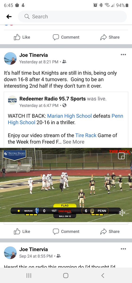 joetinervia's tweet photo. Watched sports highlights of @ABC57News @WSBT and @WNDU from last night  for coverage of @The_Pennant v @marianhssports game. Too bad they all sent reporters out early as that's when I was telling people to tune in @957Sports livestream. I get it-other games to cover. #missedop https://t.co/wXOpSsQSQS