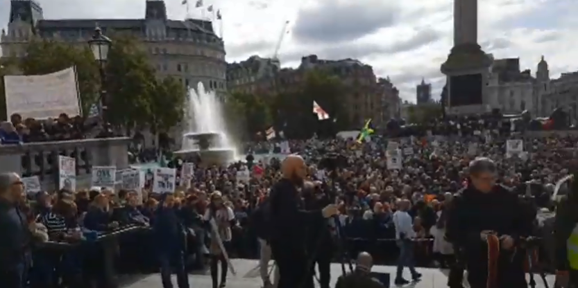 7. thousands there, march to Hyde Park later...   #TrafalgarSquare  #LondonProtest  #FreedomRally