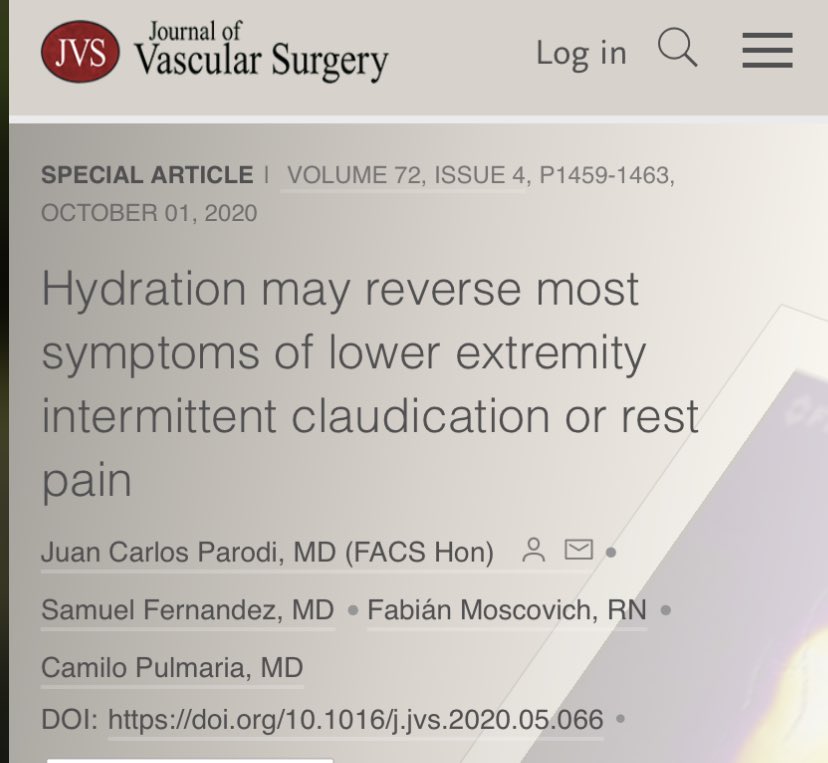 #PAD Hydration > 2 Liter per day improves maximal walking distance  ! Simple therapy for PAD patients! ⁦<a href="/JVascSurg/">Journal of Vascular Surgery</a>⁩