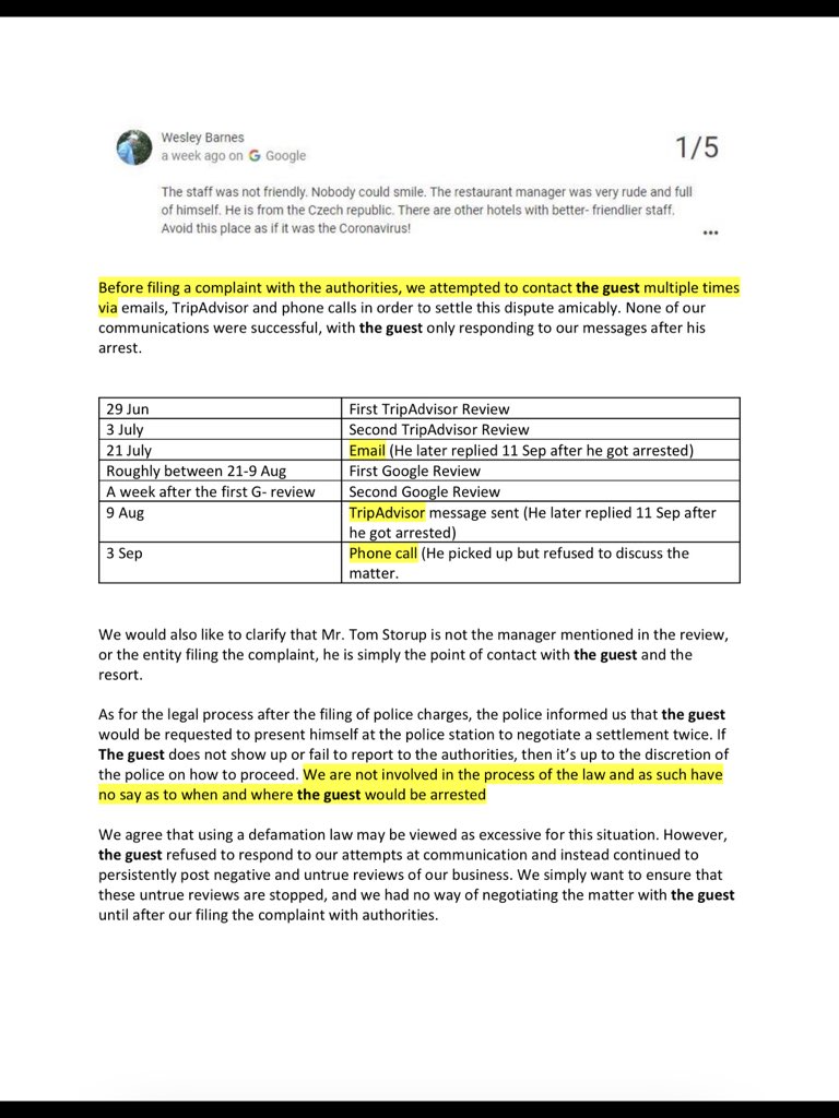 UPDATE: There is always two sides to a story. The owners of the hotel who are suing an American guest for a bad review have now sent me their side of the story. You can download the five page statement here:  https://drive.google.com/file/d/1VZCwyULmkLpZ7y5nT5wsaX0mn8waPd4H/view?usp=drivesdk