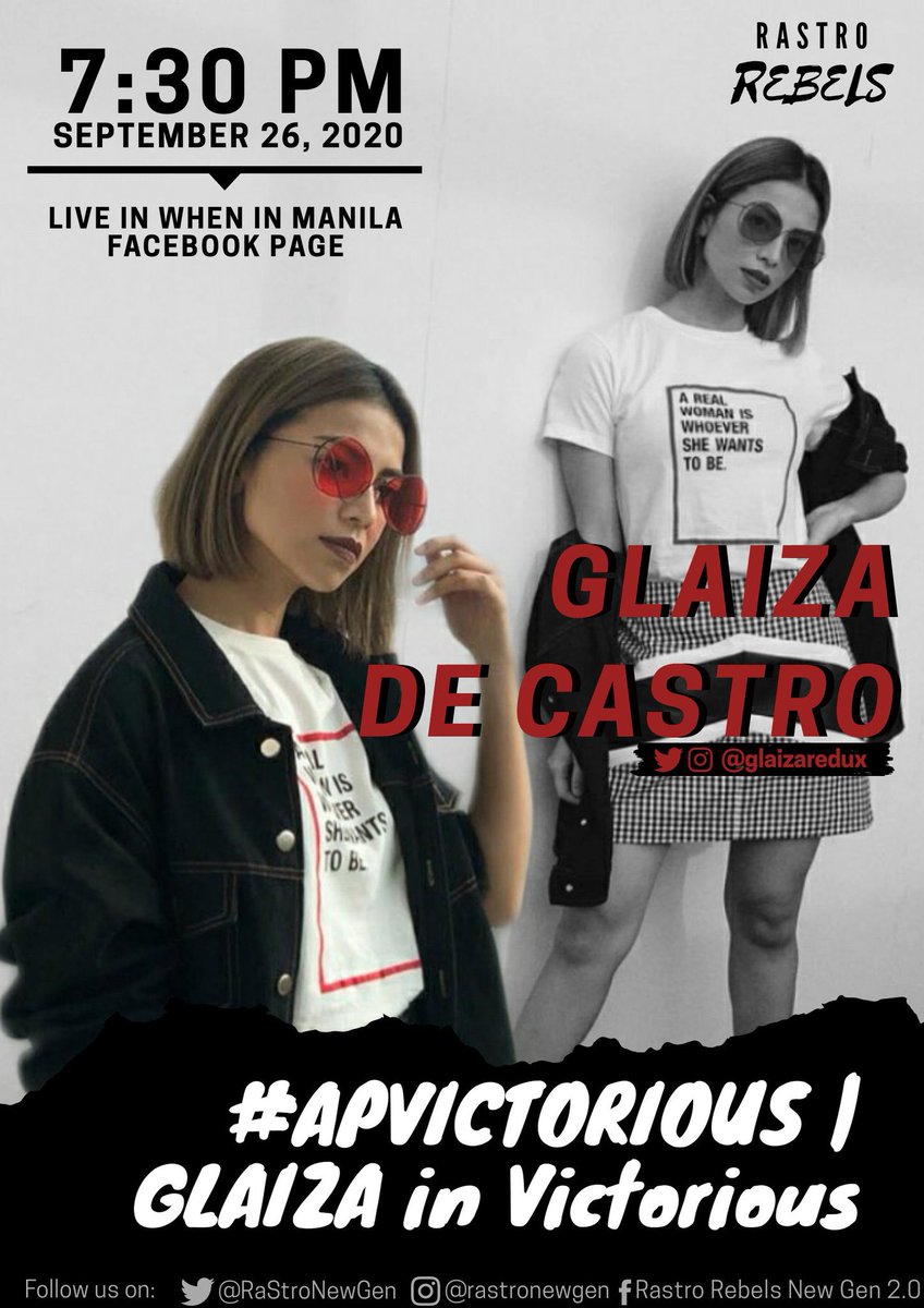 rastronewgen's tweet photo. Now let’s switch to @WhenInManila’s FB page and use the ff ht and tagline:

#APVICTORIOUS | GLAIZA in Victorious

Also watch the FB live here: https://t.co/3EqY5L6XXw

Drop your drafts now Rebels! https://t.co/Ysi4nN5qn0