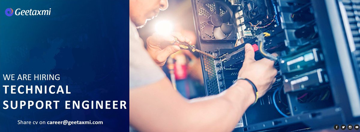 gitakshmi's tweet image. Geetaxmi is #hiring for #technicalsupportengineer / #ComputerRepairTechnician , if you are open to grab the new opportunity in this #Apply Here,
#JobResponsiblity, Please visit lnkd.in/e4dqF2A

Experience Required :2+ year
#mundra #kutch #job #geetaxmi #immediate_joiners