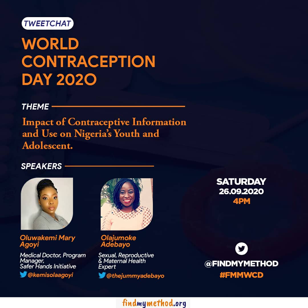 Reprolife_ng's tweet photo. Join our founder @thejummyadebayo on @findmymethod tweetchat. #WorldContraceptionDay2020 https://t.co/lXBsruT5Vg
