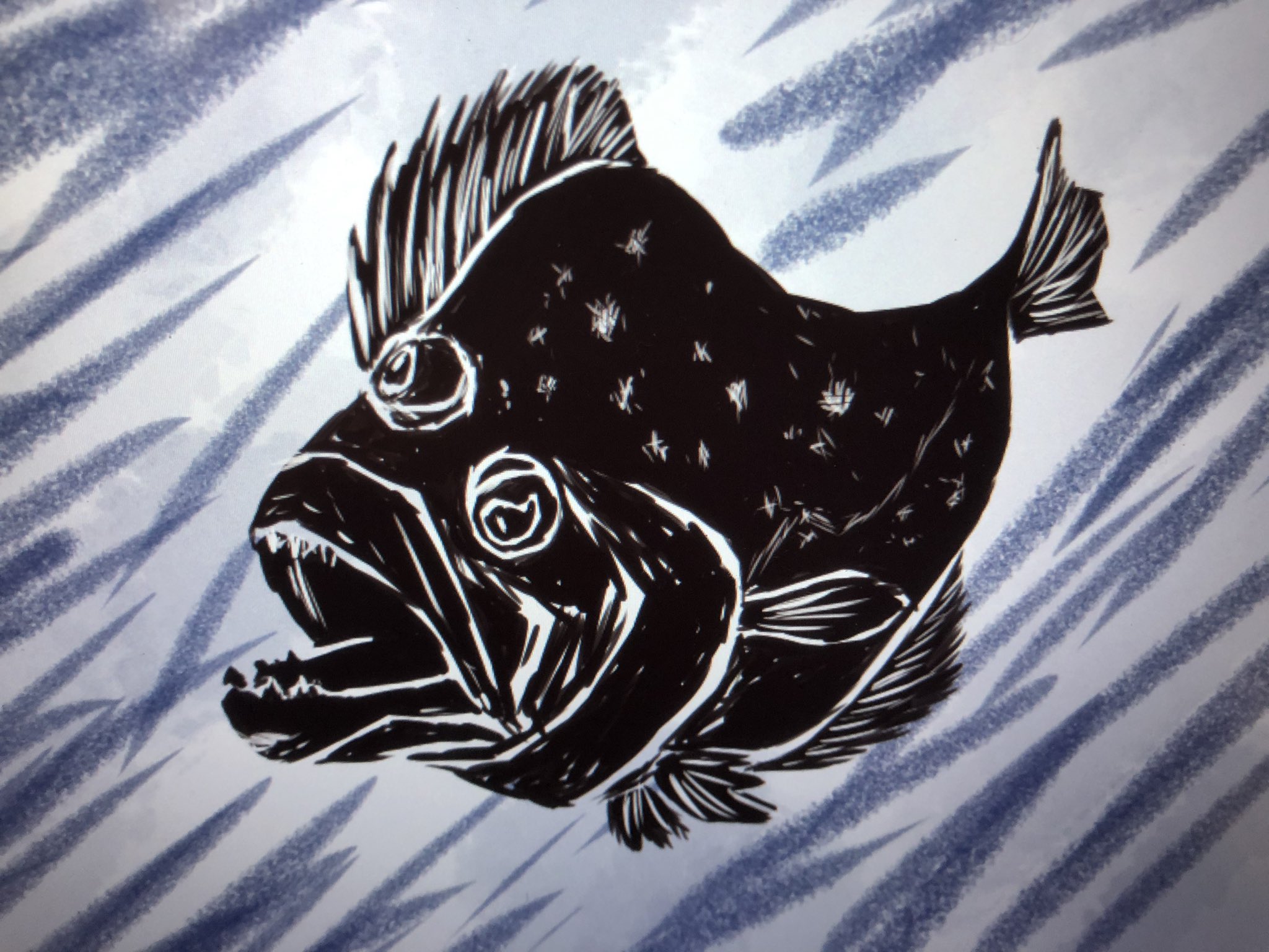 みんなで魚を描こうの会 Ver 2 Korokoro 555tw ご参加ありがとうございました 迫力あるヒラメですね ヒラメやカレイって大体横向きのイラストが多いので 正面からのアングルは新鮮です 版画風のイラストは魚拓感があって 釣りの思い出がよみがえる