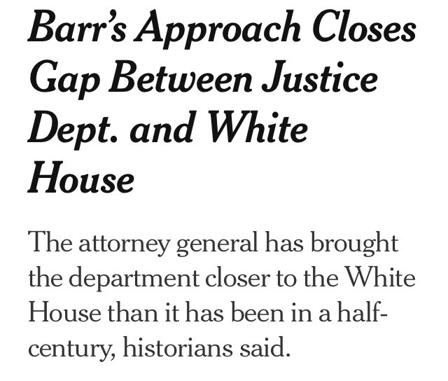 First three images: how the NYT covered a single brief meeting between the ex-president spouse of a presidential candidate and the AG.Last image: how it’s covering an overt, years-long campaign by the AG to control investigations and prosecutions for the president’s benefit.