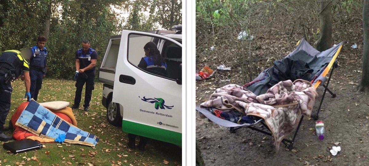 #Handhaving #Politie slaapplaatsen #zuiderpark #charlois Doel is om de daklozen de hulp te bieden die zij nodig hebben via stichting “De Ontmoeting” die dit mogelijk maakt. Ziet u een slaapplaats meld dit via telnr 14010  #samenwerking 
#BuitenIsVanOnsAllen
#hulpverlening^OS