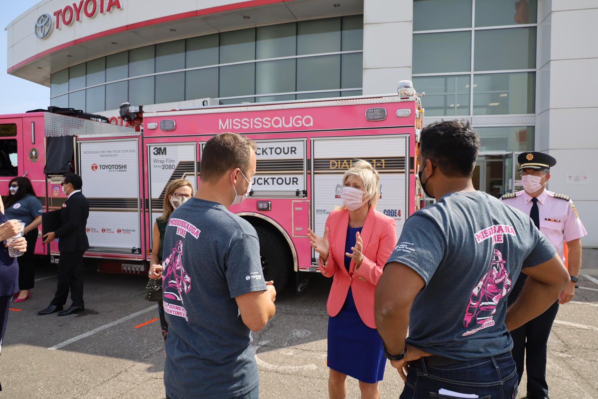 BonnieCrombie's tweet photo. Excited to join @IAFF1212 to launch @MississaugaFES's 6th Annual Pink Truck Tour, in support of the cancer program at @THP_hospital. Our firefighters are always there to lend a helping hand in our community. Check out their stops and how you can help here: https://t.co/3EKfFED6W6 https://t.co/7VIfXIFalf