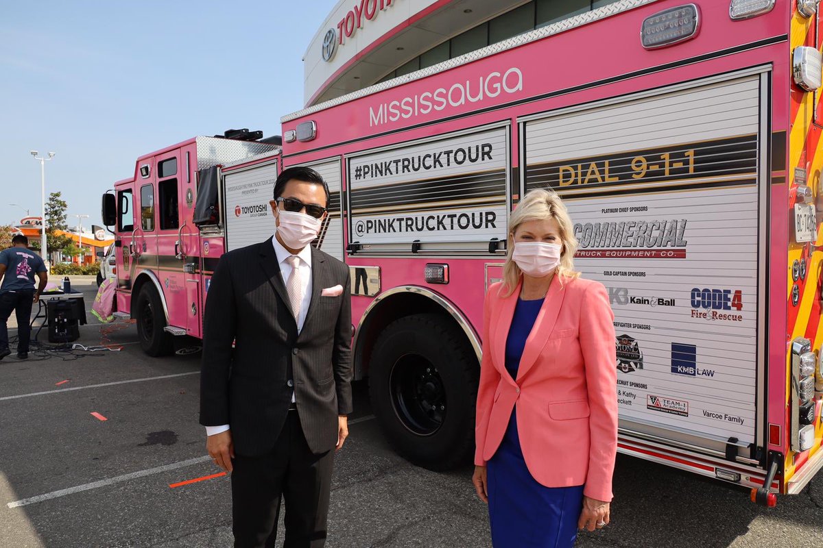 BonnieCrombie's tweet photo. Excited to join @IAFF1212 to launch @MississaugaFES's 6th Annual Pink Truck Tour, in support of the cancer program at @THP_hospital. Our firefighters are always there to lend a helping hand in our community. Check out their stops and how you can help here: https://t.co/3EKfFED6W6 https://t.co/7VIfXIFalf