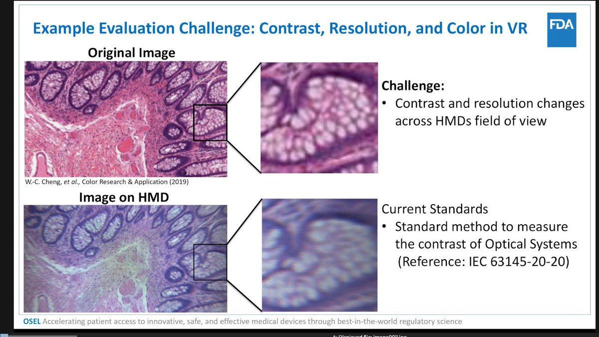 41/  @US_FDA's Ryan Beam talks about the Medical Extended Reality (MXR) Research Program that is doing technical R&D research looking at image quality, rendering, color perception, contrast, & resolution limitations for how these tech specs impact medical decision-making.