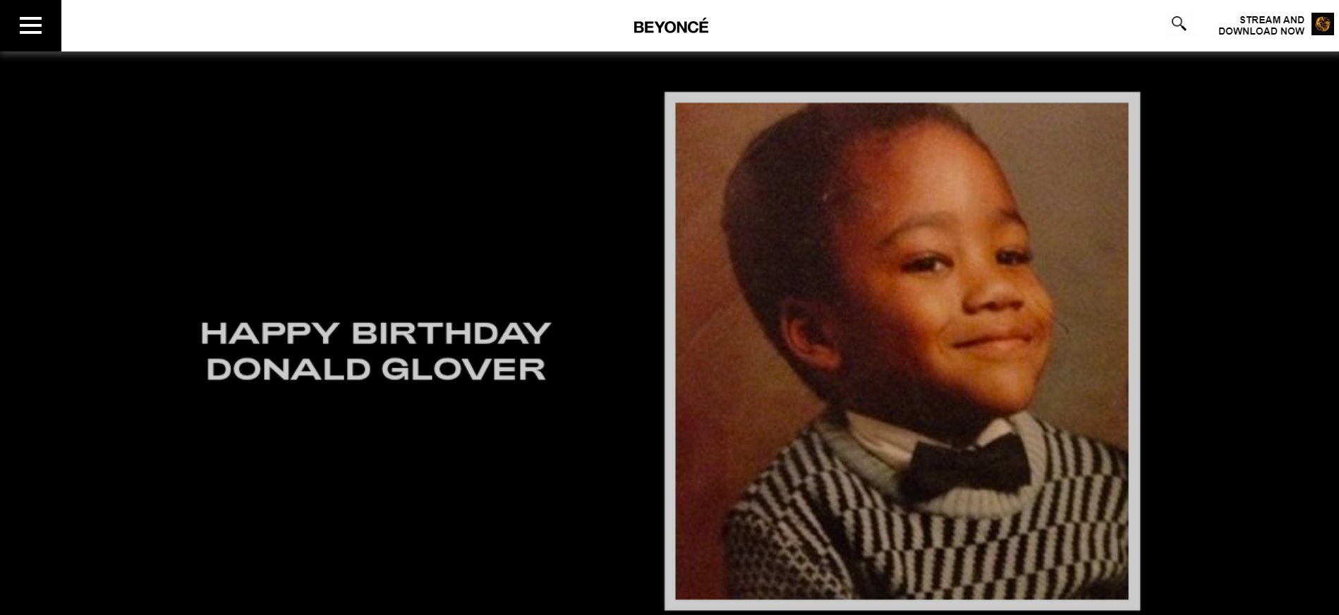 Beyonce wishing our boy a happy birthday on her website  