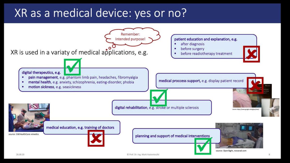 38/ Dr Mark Hastenteufel of Hochschule Mannheim talks about "XR as a medical device" in a European regulatory context.Because XR is moving towards experiential medicine that uses commercially-available XR hardware, then most of medical XR is "Software as a Medical Device" (SaMD)