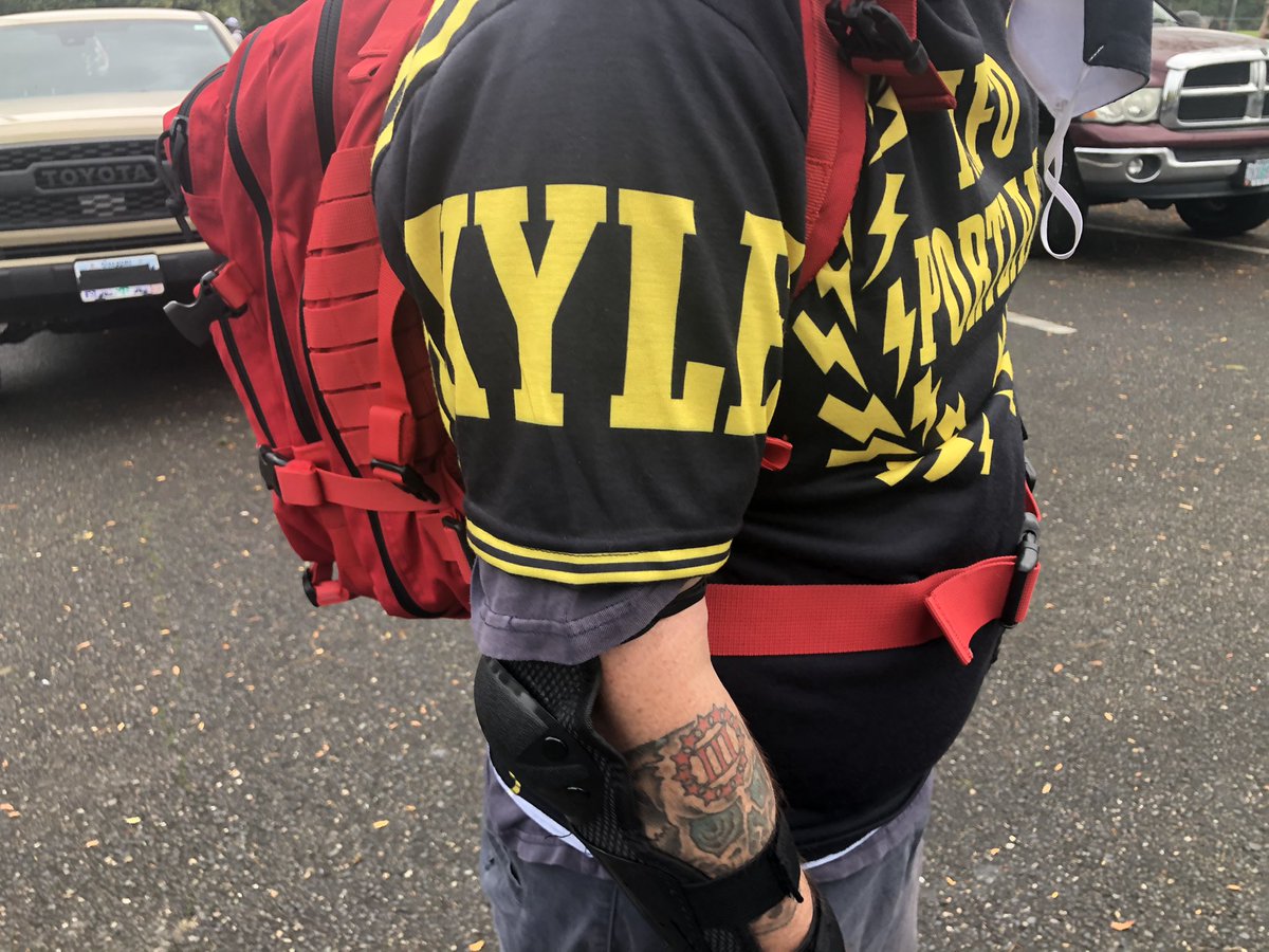 The rally is for Kyle Rittenhouse, the Kenosha shooter who killed two and injured a third, and Aaron 'Jay' Danielson, a right-winger shot dead in Portland by an antifascist.Some have outfits printed with both names.