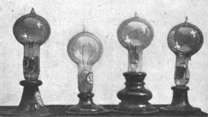 4/ In 1879, Corning develops a bulb-shaped glass encasement for Thomas Edison's new incandescent lamp. At first, bulbs were made by hand, but soon  $GLW would develop a new manufacturing process that would mass produce bulbs, making the electric lamp more affordable to the masses.