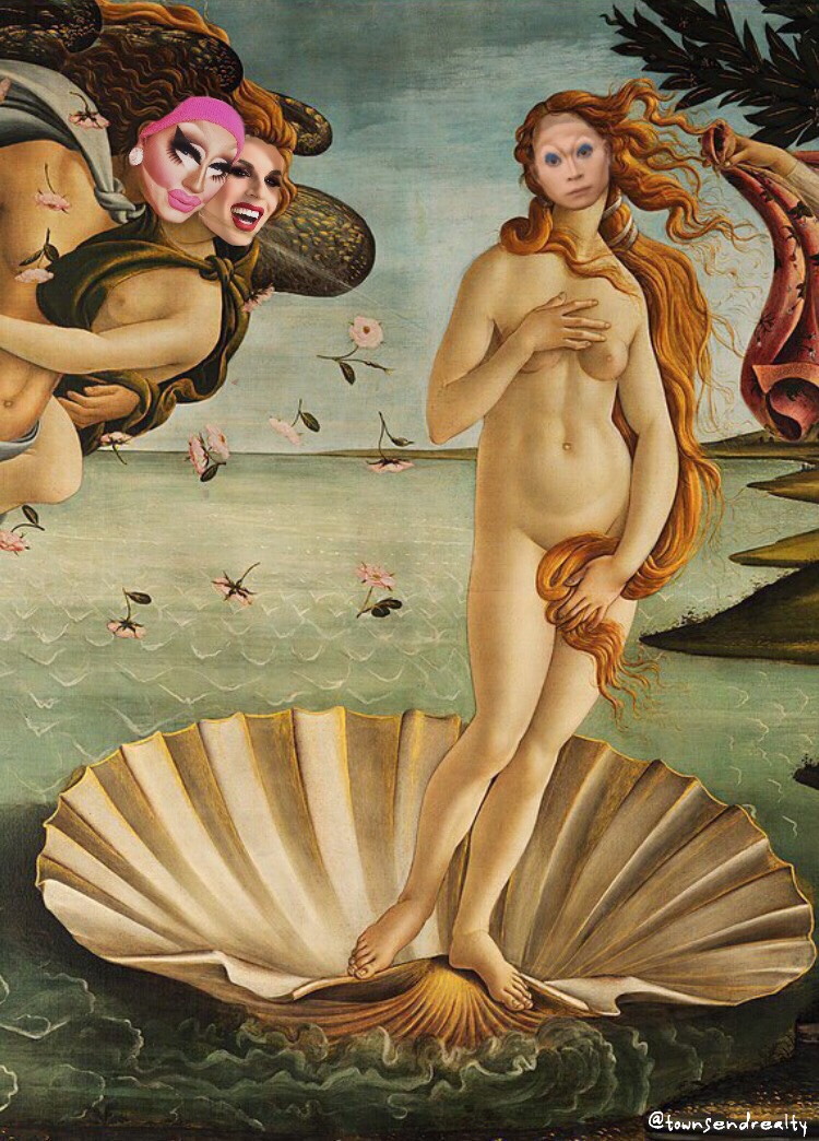 Venus arriving. 
<a href="/trixiemattel/">Trixie Mattel™</a> 
<a href="/katya_zamo/">Katya</a> 
<a href="/codysmoving/">Cody Choi</a> 
Ding! dong!