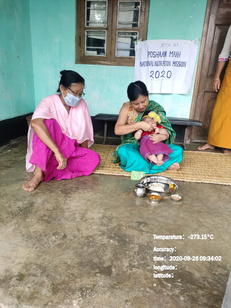 MomotaOkram's tweet photo. After six months baby, introducing complementary feeding by AWW and AWH with family members under poshan maah 2020, #ICDS project Iw-1 Lamsang, (Potsangbam khullen sector, 21)@ManipurPoshan @POSHAN_Official @NgangomU @BanteeKonthouj1 @MinistryWCD @narendramodi https://t.co/vfdMYxAYCj