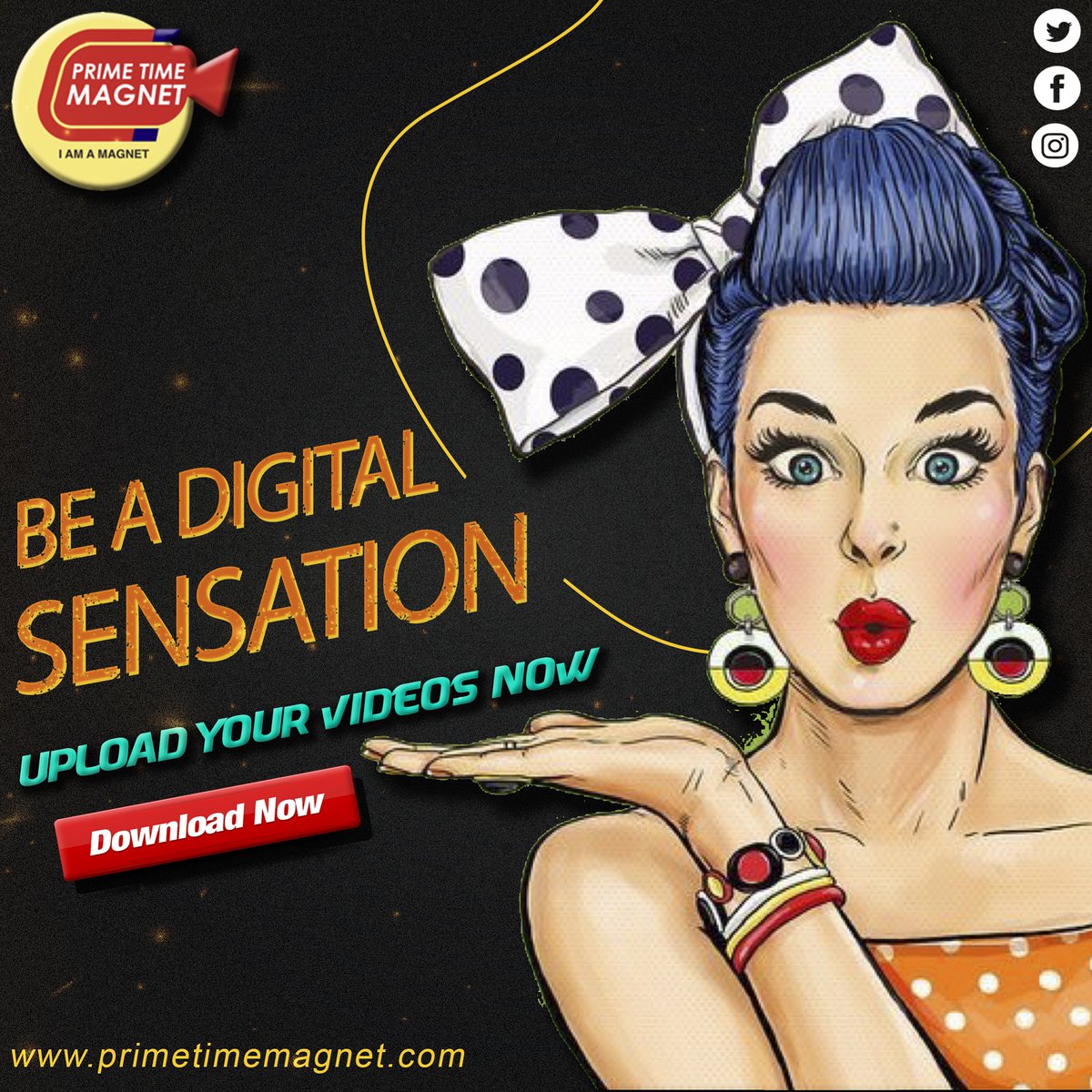 MagnetPrimetime's tweet photo. Yes, you can be a sensation!
Prime Time Magnet
•Be a Magnet•
#PrimeTimeMagnet  #iamamagnet #beamagnet 
#entertainmentplatform #networkingplatform #videonetworking #entertainmentcenter #videoentertainment #videoentertainers #entertainersapp #entertainers #nameandfame https://t.co/HNAwJ41Ygu