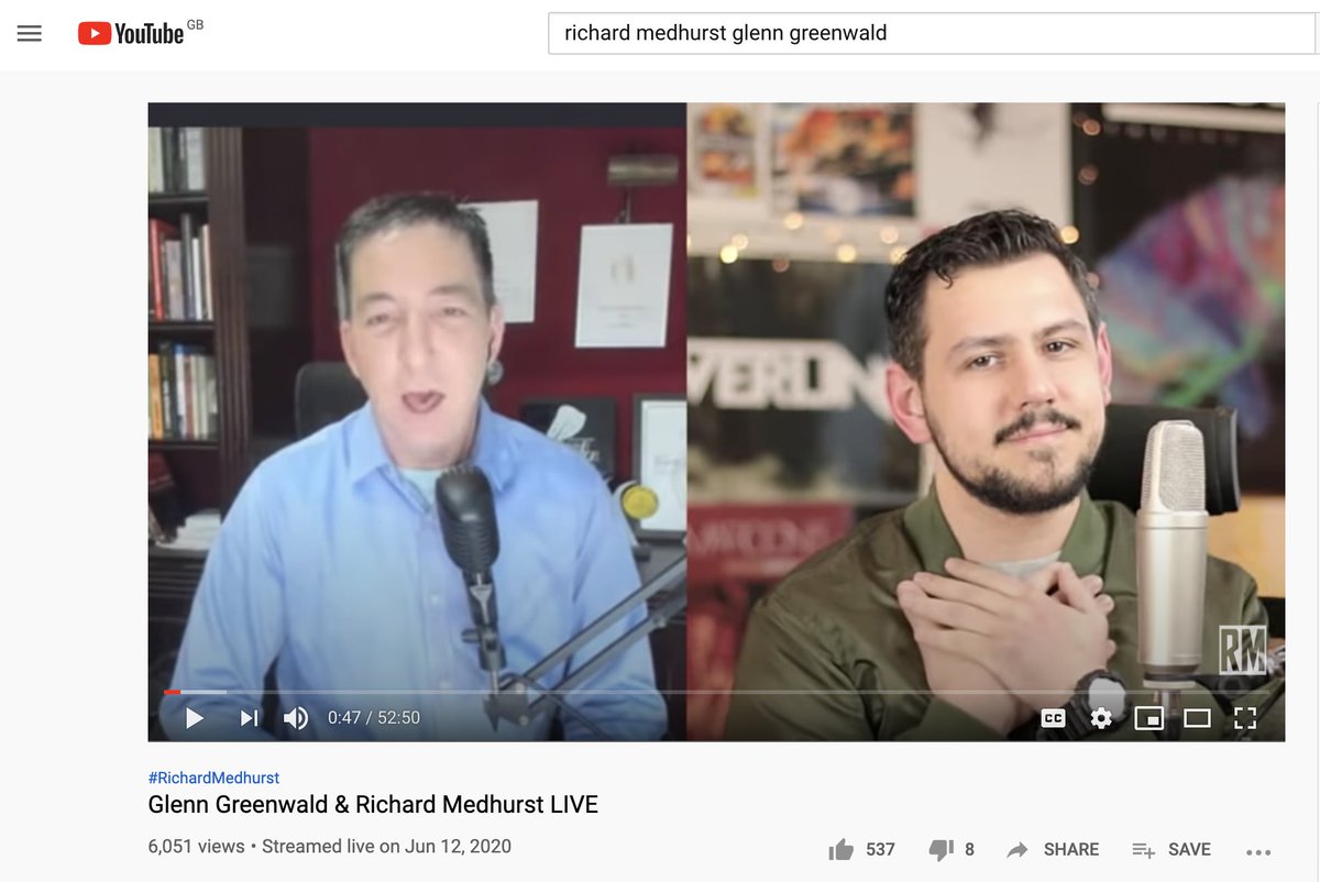 I should have guessed the source. Turns out Tucker Carlson isn't the only fascist Glenn Greenwald admires; he also appeared on this screeching weasel's youtube channel and pronounced himself a "fan".