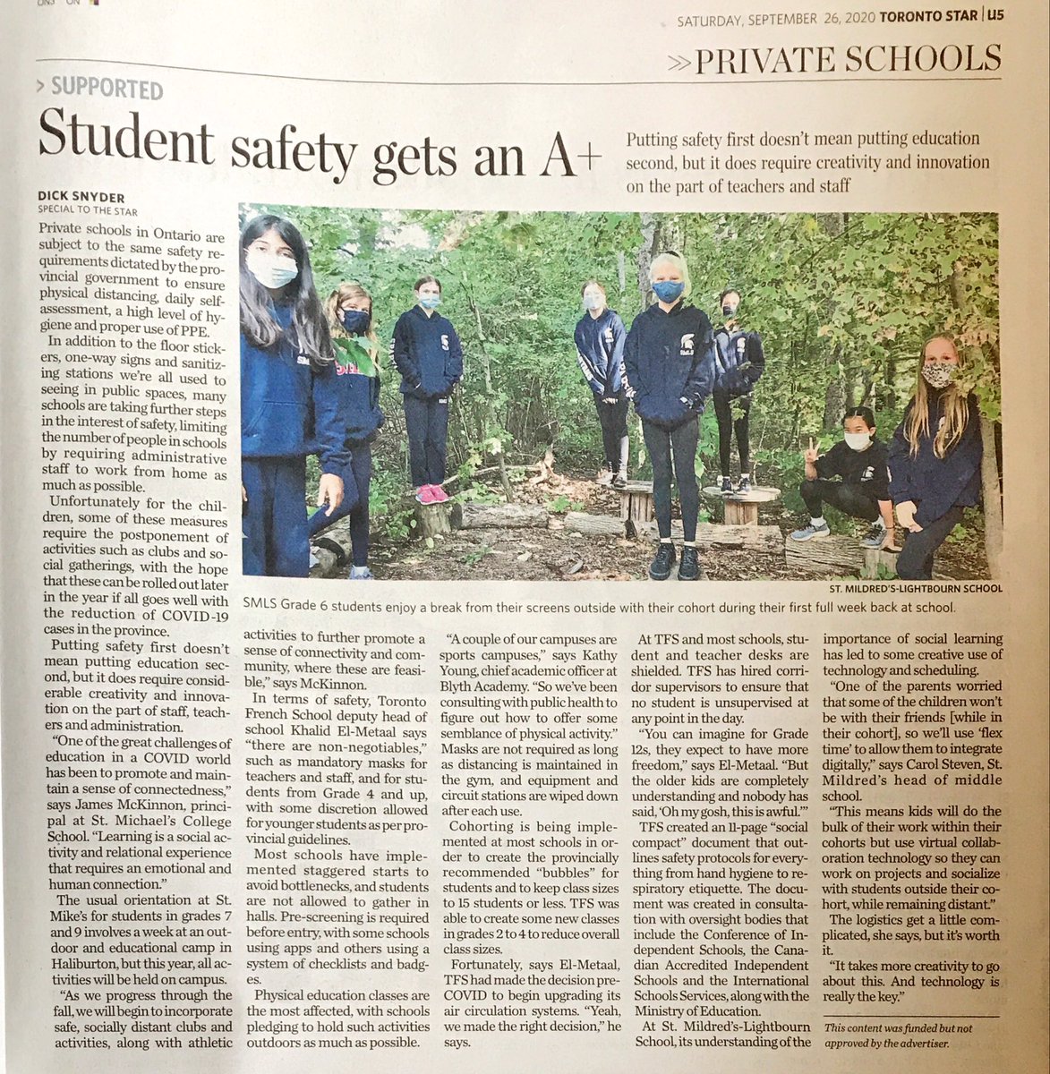 Opened my Saturday  @TorontoStar and found a whole section devoted to Private Schools. At a time when  #OntEd Public School teachers are fighting to make education post-Covid work, running this section seems like a poor choice.