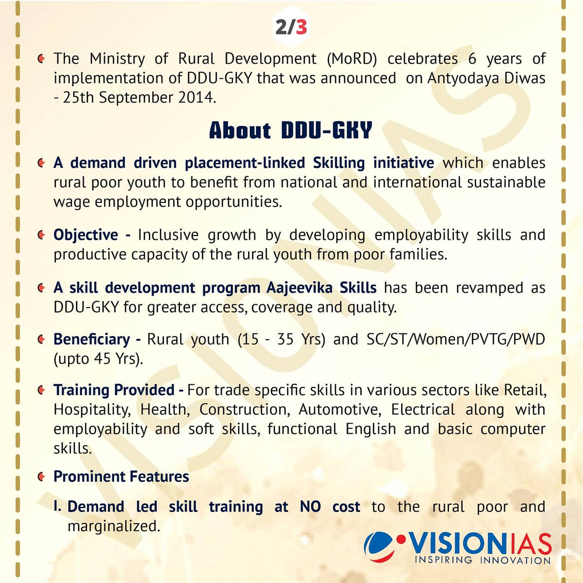 Vision_IAS's tweet image. reVISION | 26 September 2020

Deen Dayal Upadhyaya Grameen Kaushalya Yojana [DDU-GKY]

#visionias #currentaffairs #prelims2020 #prelimsiscoming #abhyaas #upsccse #ias #ias2020 #upsc2020