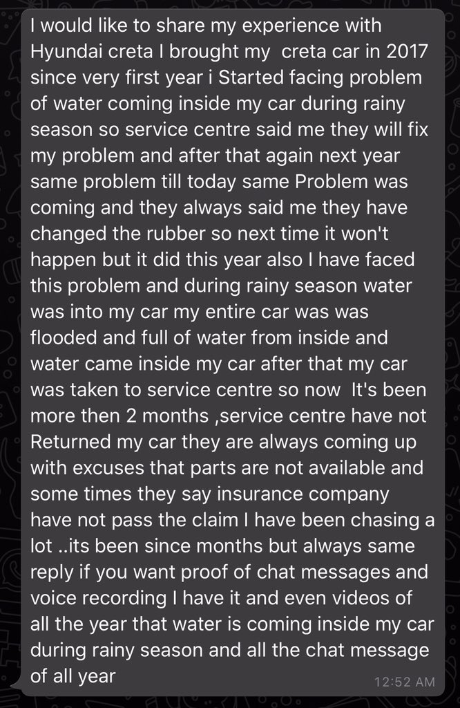 manish_206's tweet photo. @chungmong_koo @HyundaiIndia @Hyundai_Global @carblogindia  my vehicle number MH-01 CP 3688 is in Hyundia service centres since months and this is my 4 years they are not able to fix my problem and they don’t even have spare parts please solve my problem🙏 https://t.co/qlq04FDudn
