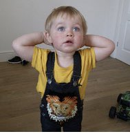 What a cutie in his new Okiki&amp;Coco dungarees! #okikiandcoco #dungarees
