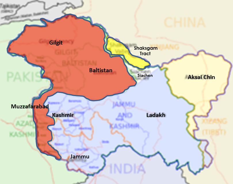 Before moving ahead, a quick word on the geography of the area.Total area of J&K is approx 222,236 sq km.Area under illegal occupation of Pakistan is about 78114 Sq Km.Are under Chinese occupation = 47,815sq Km (Including Shaksgam).India controls 101,437 Sq Km (45%) of J&K.