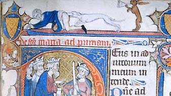 There's also likely a reason that animals and grotesque hybrid creatures are often the ones doing this in the margins: inverting the natural order of the body means violating what makes you human, in the church's eyes. (Morgan Library, MS M729, f. 268r)