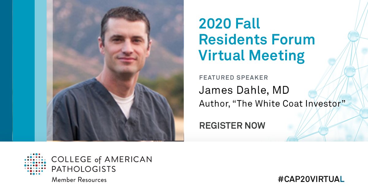 Pathologists's tweet photo. Listen to this CAPcast: Financial Lessons for Pathology Residents from the @WCInvestor, who will be a featured speaker at the Fall Residents Forum Meeting: https://t.co/Ln6ID4oMXh. Register for RF ▶️ https://t.co/A3dIK26gHh. #cap20virtual https://t.co/Ocd0L8KlA2