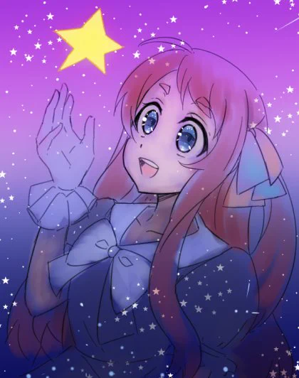 #ゾンサガ版深夜の真剣お絵かき60分一本勝負お題:夜「星に願いを」ゾンビナイトサガの衣装です。今回は時間が全く足りてません(>_<) 